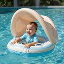 Boia Infantil Com Toldo Inflável Baby Float Para Piscina Cor Azul-claro