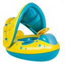 Boia Bote Bebê Infantil Inflável Piscina Com Cobertura De Proteção Cor Azul/amarelo Indue Variedades