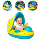 Boia Bote Bebê Infantil Inflável Piscina Com Cobertura De Proteção Cor Azul/amarelo Indue Variedades