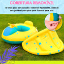 Boia Bote Bebê Infantil Inflável Piscina Com Cobertura De Proteção Cor Azul/amarelo Indue Variedades