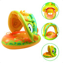 Boia Bote Com Cobertura E Assento Inflavel Leeboom Para Piscina Bebe Cor Amarelo